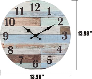 Stonebriar Vintage Coastal Worn Blue 14 Inch Round Battery Operated Wall Clock