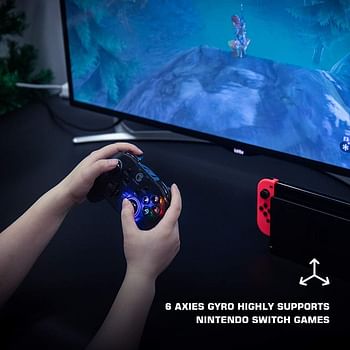 GameSir T4 Pro Wireless Bluetooth Controller for Nintendo Switch, Switch Pro Controller with LED Backlight, Turbo Gamepad Joystick with Dual Motor, Programmable Game Controller for iPhone/Android/PC