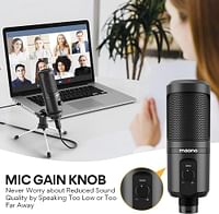 MAONO USB Microphone with Mic Gain,192Khz/24Bit Podcast PC Computer Condenser Mic for Recording Gaming Streaming Youtube PM461TR