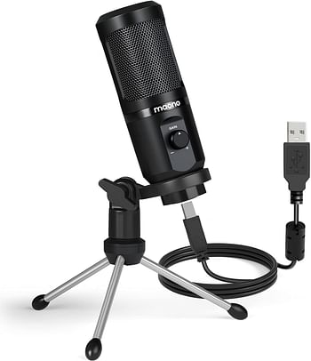 MAONO USB Microphone with Mic Gain,192Khz/24Bit Podcast PC Computer Condenser Mic for Recording Gaming Streaming Youtube PM461TR