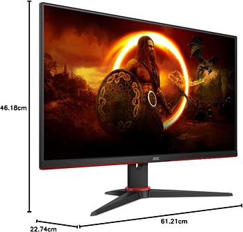 AOC VIPER 27G2SE Gaming Monitor 27 Inches, FHD 1920x1080, 165Hz 1ms, 2 HDMI Port, Built-In Speakers, Height Adjustable Stand, Tear-Free Gaming Experience, Black