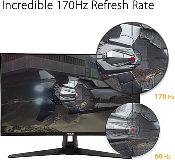 ASUS TUF Gaming 27" 2K HDR Monitor (VG27AQ1A) - QHD (2560 x 1440), IPS, 170Hz (Supports 144Hz), 1ms, Extreme Low Motion Blur, Speaker, G-SYNC Compatible, VESA Mountable, DisplayPort, HDMI