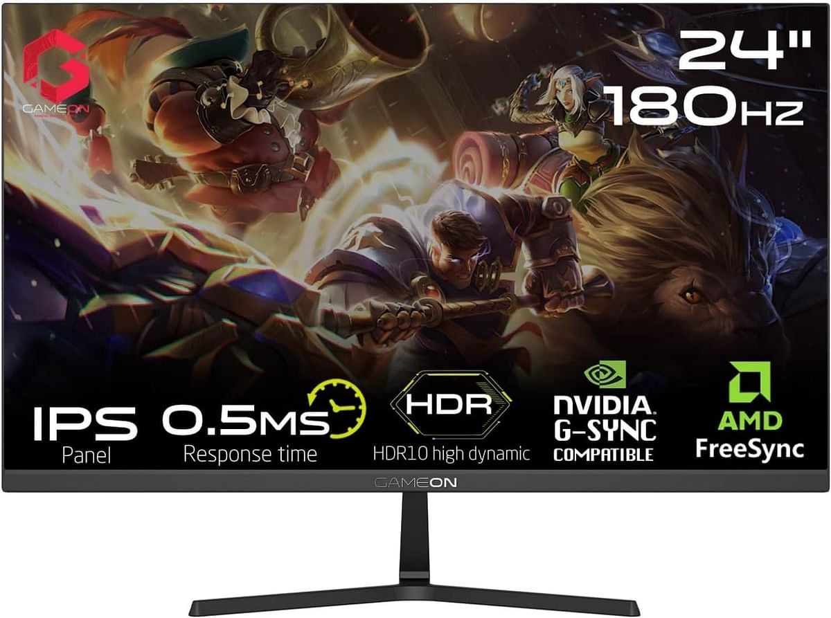 GAMEON GOPS24180IPS Pro-Series,Black Gaming Monitor 24 Inch,1920x1080p FHD IPS Panel,180Hz Refresh Rate,0.5ms Response Time,Adjustable Stand, Supports Adaptive Sync & G-Sync Compatible,Tilt Adjustment