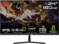 GAMEON GOPS24180IPS Pro-Series,Black Gaming Monitor 24 Inch,1920x1080p FHD IPS Panel,180Hz Refresh Rate,0.5ms Response Time,Adjustable Stand, Supports Adaptive Sync & G-Sync Compatible,Tilt Adjustment