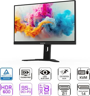 Gigabyte M27U 27" 160Hz 2160P UHD-KVM Gaming Monitor, 3840 x 2160 4k SS IPS Display, 1ms (MPRT) Response Time, 95% DCI-P3, HDR, FreeSync Premium Pro, 1x DP 1.4, 2X HDMI 2.1, 3X USB 3.2, 1x USB Type-C