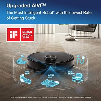 ECOVACS DEEBOT OZMO T8 AIVI Robot Vacuum Cleaner Upgraded AIVI™ Technology TrueMapping™ Navigation System Most Powerful Mopping System Virtual Wall Works on Carpets & Hard Floors