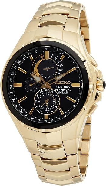 SEIKO Watch for Men Coutura Collection Light-Powered, Perpetual Calendar, and 100m Water Resistant 43 mm - Gold