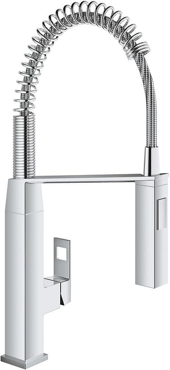 GROHE Eurocube Single-lever Sink Mixer 1/2" | Swivel Spout | Diverter: Mousseur/Shower Jet Swivel area 140°  360° Maneuverable Spring Arm  Chrome |31395000