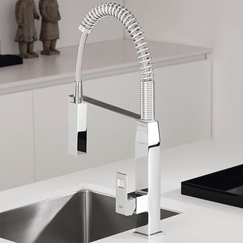 GROHE Eurocube Single-lever Sink Mixer 1/2" | Swivel Spout | Diverter: Mousseur/Shower Jet Swivel area 140°  360° Maneuverable Spring Arm  Chrome |31395000