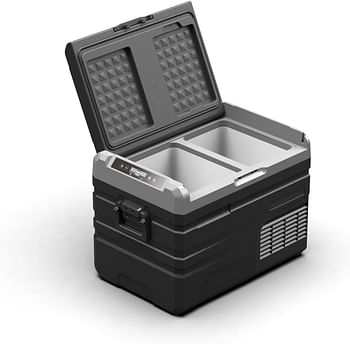 Powerology 37L Smart Dual Compartment Fridge And Freezer Up to -20 Celcius Versatile Cooler For Outdoor Adventure With Android/IOS App - ‎Gray