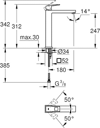 GROHE Eurocube Basin mixer faucet tap 1/2" XL-Size,2340600F