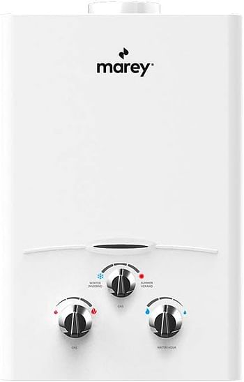 MAREY GA5FLP 1.32 GPM, 34,120 BTU's LP Gas Flow Activated Tankless Water Heater - White