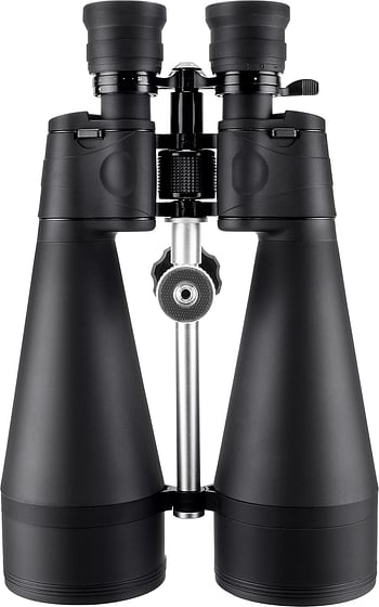 BARSKA Gladiator 25-125x80 Zoom Binoculars (Green Lens, Braced-in Tripod Adapter) - Black