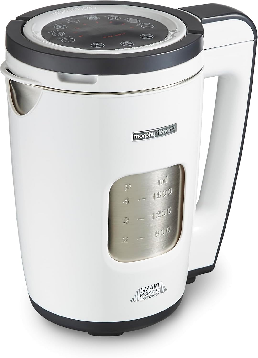 Morphy Richards 1.6L Total Control Soup Maker Smart Response Technology Portion Control 9 Settings Keep Warm Function, Cool Touch Touchscreen Display Stainless Steel Pan White 501020