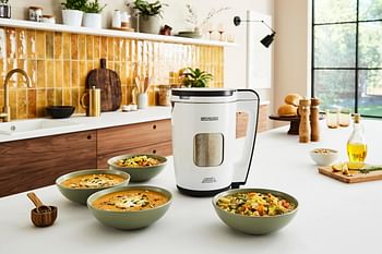 Morphy Richards 1.6L Total Control Soup Maker Smart Response Technology Portion Control 9 Settings Keep Warm Function, Cool Touch Touchscreen Display Stainless Steel Pan White 501020