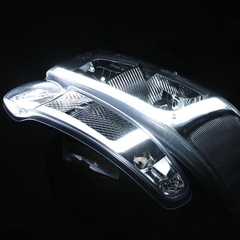 M-AUTO Switchback LED Strip DRL Headlights Assembly Compatible with 2001 GMC Sierra C3 / 02-06 Sierra 1500 Denali / 07 Sierra 1500 Denali Classic / 01-06 Yukon Denali, Yukon Xl 1500 Denali