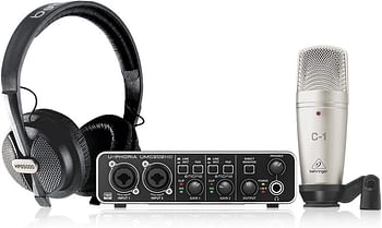 Behringer U-Phoria Studio Pro Complete Recording Bundle With High Definition Usb Audio Interface Condenser Microphone Headphones And More