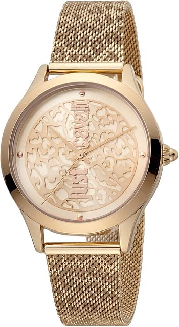 Just Cavalli Animalier Pelle Metal Watch JC1L170M0075 - Quartz Analog for Women in Stainless Steel Strap 34 mm - Gold