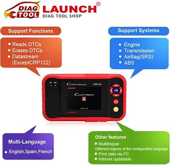 Sulfar Professional Scanner Auto Code Reader Launch Creader CRP 123 Launch CRP123 ABS SRS Transmission and Engine Update Via Internet