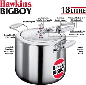 Hawkins Bigboy Pressure Cooker 22 L E20 Hwse30Sir - Silver