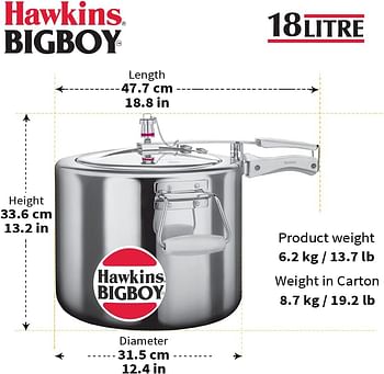 Hawkins Bigboy Pressure Cooker 22 L E20 Hwse30Sir - Silver