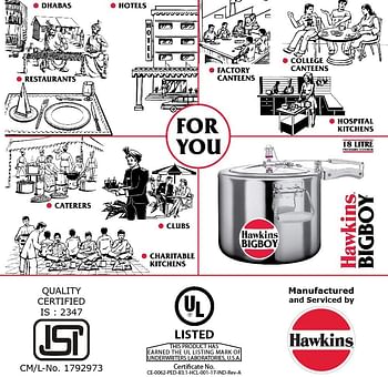 Hawkins Bigboy Pressure Cooker 22 L E20 Hwse30Sir - Silver