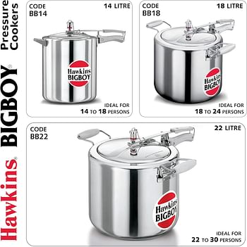 Hawkins Bigboy Pressure Cooker 22 L E20 Hwse30Sir - Silver