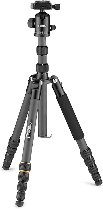 National Geographic Travel Photo Tripod Kit with Monopod Carbon Fibre 5-Section Legs Twist Locks Load up 8KG Carrying Bag Ball Head Quick Release NGTR004TCF - Black