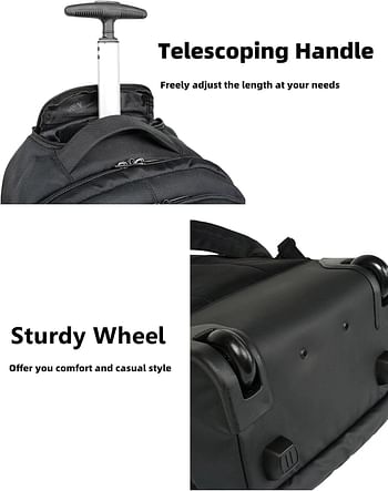 Rolling Backpack, Matein Waterproof College Wheeled Travel Backpack