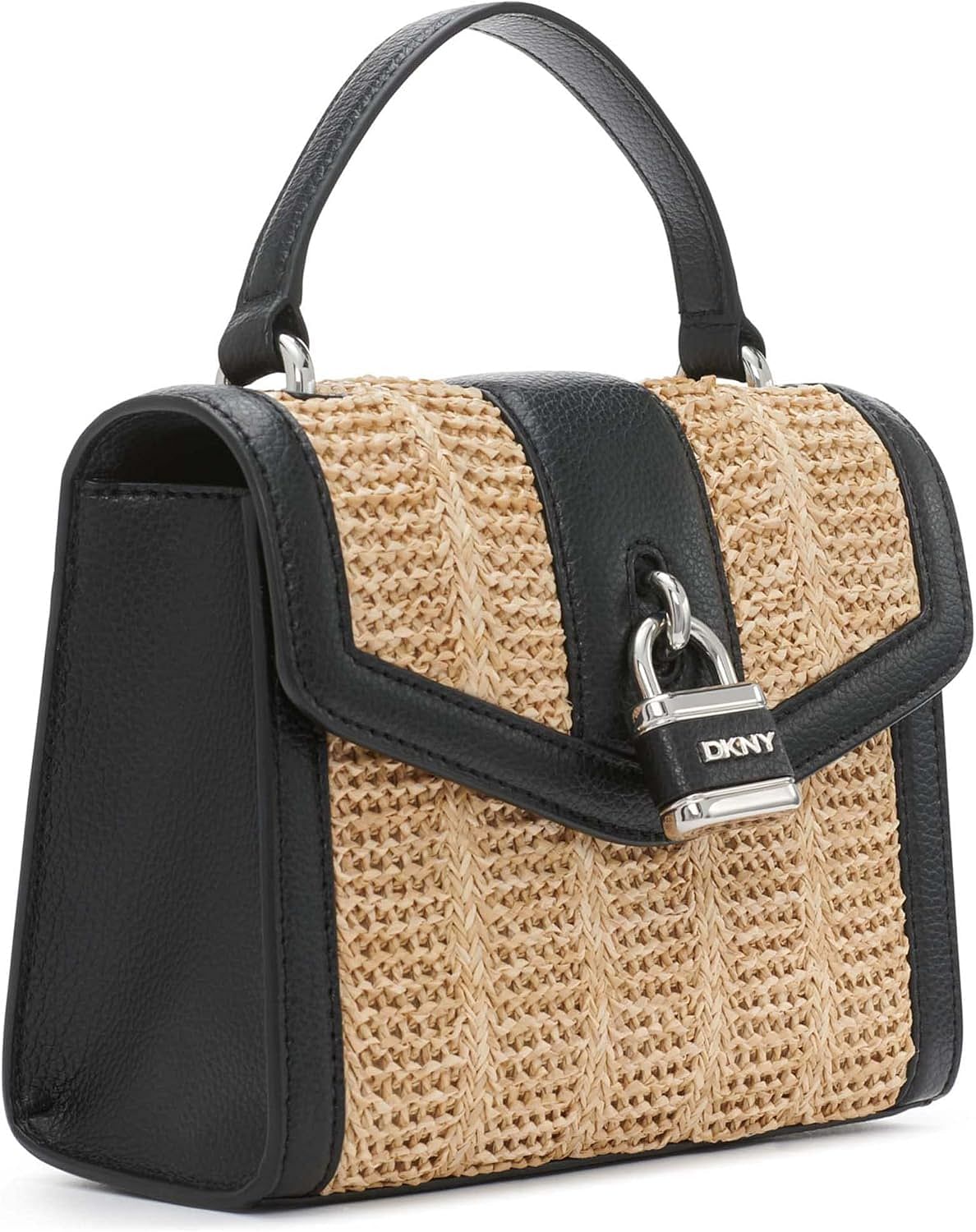 DKNY Straw Ella SM TH Crossbody Handbags, Natural/Black, Small, R21DUL13, R21dul13 nax S