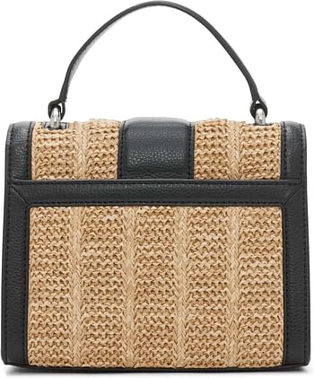 DKNY Straw Ella SM TH Crossbody Handbags, Natural/Black, Small, R21DUL13, R21dul13 nax S