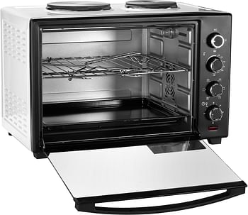 Geepas 60 L Electric Oven- G04452N with Convection and Rotisserie Function| 4 Knobs and Temperature 100-250-Degrees Celsius| 60 Minute Timer with Bell| 2000W