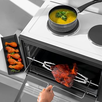 Geepas 60 L Electric Oven- G04452N with Convection and Rotisserie Function| 4 Knobs and Temperature 100-250-Degrees Celsius| 60 Minute Timer with Bell| 2000W