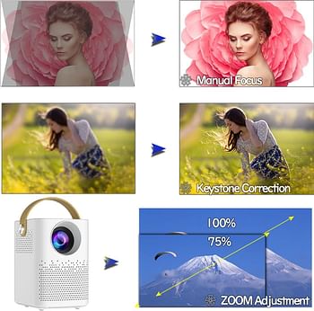 Mini Laptop Projector with WiFi Outdoor Movie Projector 8000LX200” Display, Full HD 1080P Vedio Projector Compatible with Smartphone Stick/PS4/AV/USB/Tablet/Laptop/PC EXCEL PPT iOS Android .