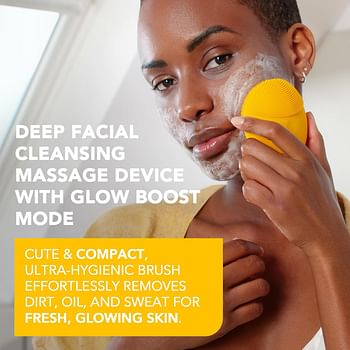 Foreo Luna Mini 3 Facial Cleansing Brush - Travel Accessories - Face Massager Electric, Ultra-Hygienic Silicone - Simple Face Wash - Electric Face Cleanser - App-Connected - Sunflower Yellow