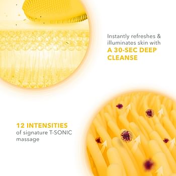 Foreo Luna Mini 3 Facial Cleansing Brush - Travel Accessories - Face Massager Electric, Ultra-Hygienic Silicone - Simple Face Wash - Electric Face Cleanser - App-Connected - Sunflower Yellow