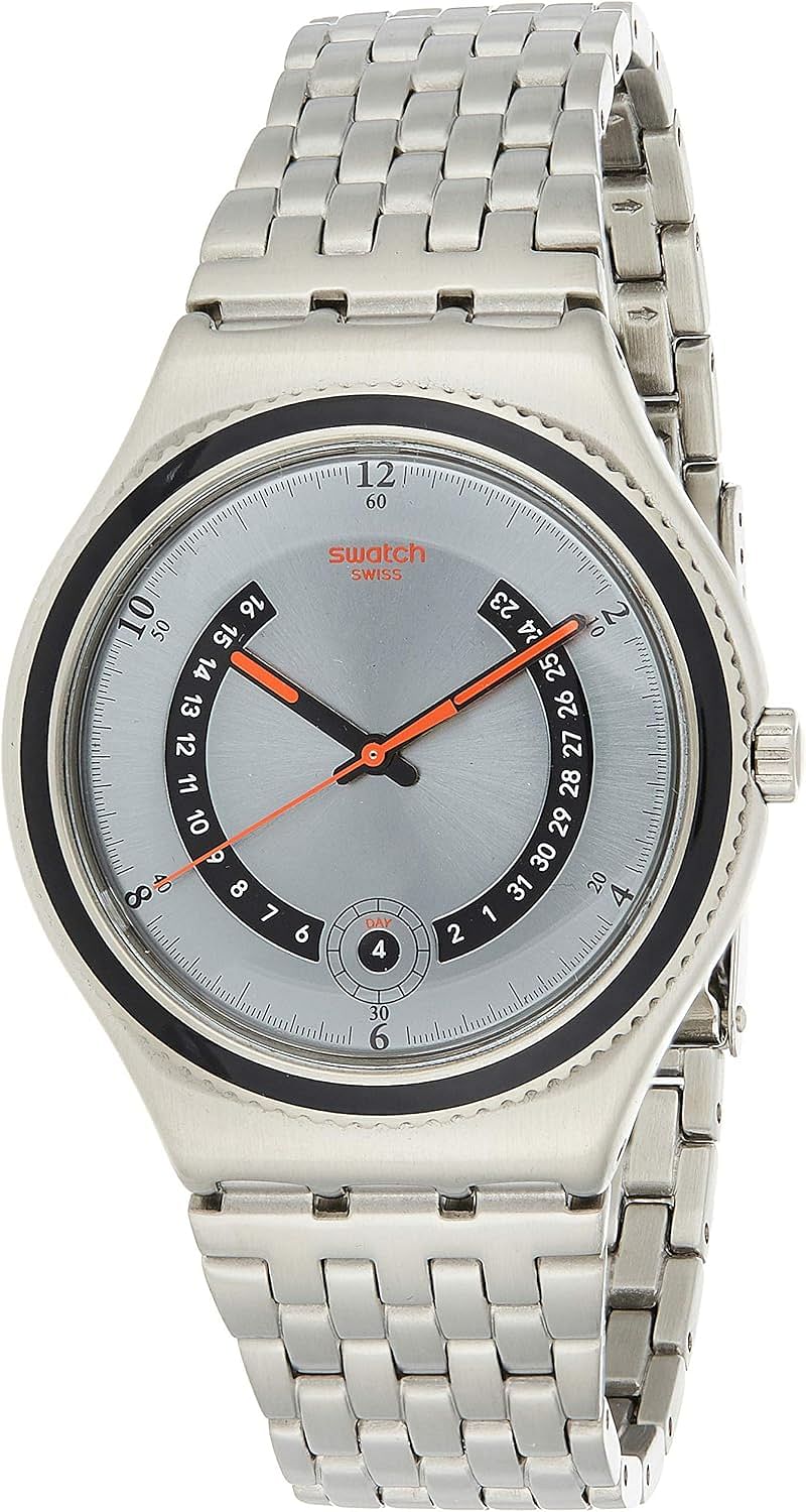 Swatch Gents Watch Irony Big Classic XL Beaulieu YWS405G Analogue Quartz Stainless Steel, silver