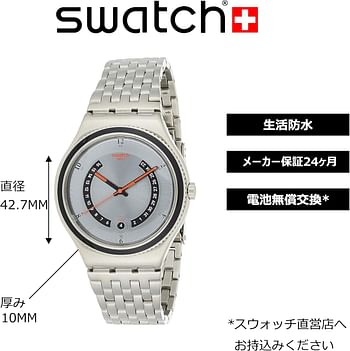 Swatch Gents Watch Irony Big Classic XL Beaulieu YWS405G Analogue Quartz Stainless Steel, silver