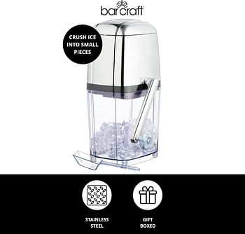 Kitchencraft Barcraft Rotary Action Acrylic Ice Crusher Gift Boxed Silver Kcbcicecrbar Craft 13.5 X 15.5 X 28 Cm