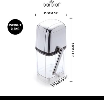 Kitchencraft Barcraft Rotary Action Acrylic Ice Crusher Gift Boxed Silver Kcbcicecrbar Craft 13.5 X 15.5 X 28 Cm