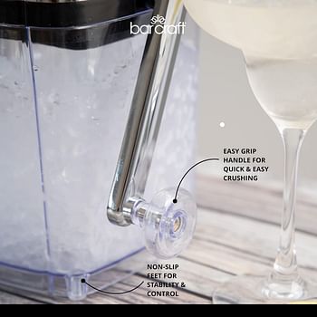 Kitchencraft Barcraft Rotary Action Acrylic Ice Crusher Gift Boxed Silver Kcbcicecrbar Craft 13.5 X 15.5 X 28 Cm