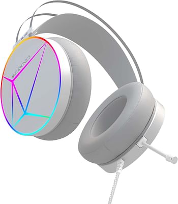 Zebronics Zeb-Blitz USB Gaming Wired Over Ear Headphones with Dolby Atmos RGB LED Windos Software Simulated 7.1 Surround Sound 2.4 Meter Braided Cable Flexible mic Cushions mic - White