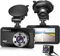 ORSKEY Dash Cam Front and Rear 1080P Full HD Dual Dash Camera in Car Camera Dashboard Camera Dashcam for Cars 170 Wide Angle with 3.0" LCD Display Night Vision and G-Sensor