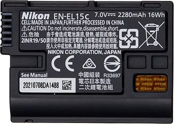 Nikon EN EL15c Rechargeable Lithium Ion Battery For Nikon Mirroless camera and DSLR Compatibility Z7 II, Z7, Z6 II, Z6, Z5, D850, D810, D780,D750,D7500,D7200,D610,D500, VFB12802