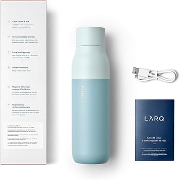 LARQ Bottle PureVis 17oz - Self-Cleaning and Insulated Stainless Steel Water Bottle with UV Water Purifier and Award-winning Design | Reusable & Travel Friendly, Seaside Mint