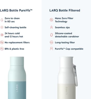 LARQ Bottle PureVis 17oz - Self-Cleaning and Insulated Stainless Steel Water Bottle with UV Water Purifier and Award-winning Design | Reusable & Travel Friendly, Seaside Mint