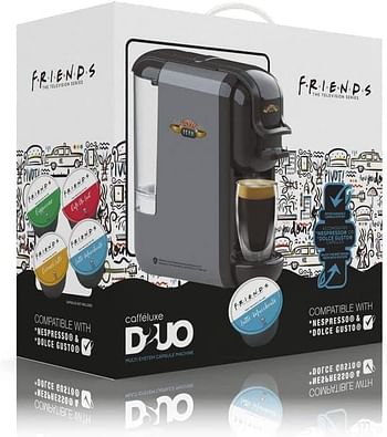 F.R.I.E.N.D.S Duo Machine Nespresso And Dolce Gusto Pods Compatible 1450 W FR KT 987TRD - Black