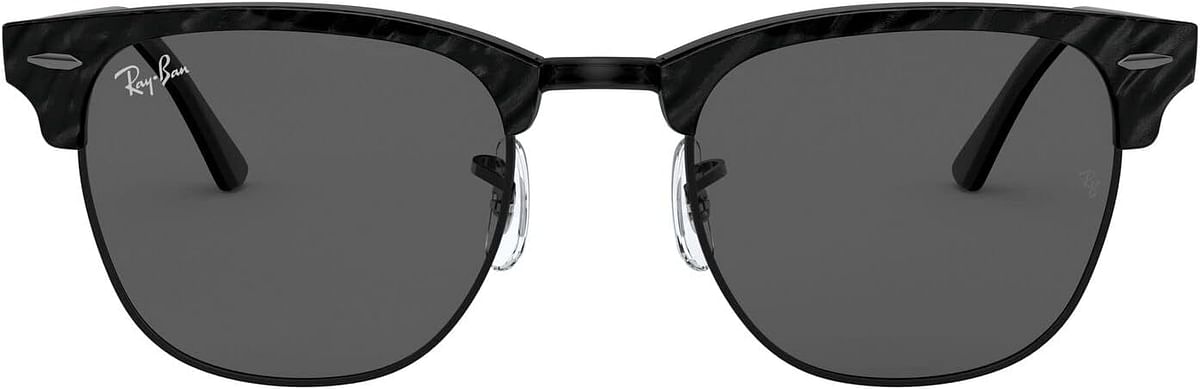 Ray-Ban Rb3016 Clubmaster Square   Blue Light Filtering Everglades - Wrinkled Black on Black/Dark Grey