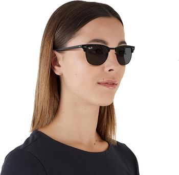 Ray-Ban Rb3016 Clubmaster Square   Blue Light Filtering Everglades - Wrinkled Black on Black/Dark Grey