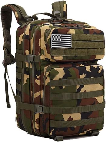 45L Tactical Backpack Large Tactical Army Assault Bag Molle Bag Military Bag 3 Day Travel Backpack Backpacking Hiking Packs Camping(Black/Khaki/Camouflage)